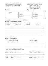 Kiêm tra cuối học kỳ II môn Toán - Lớp 3 - Năm hoc 2013 - 2014 - Trương tiêu hoc Binh Minh B